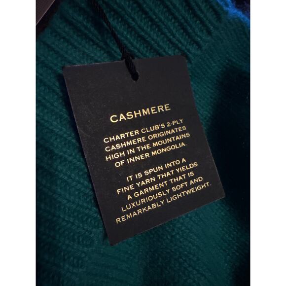 Brand New Charter Club Cashmere Peacock Green Adult One Size Hat Beanie Cashmere
